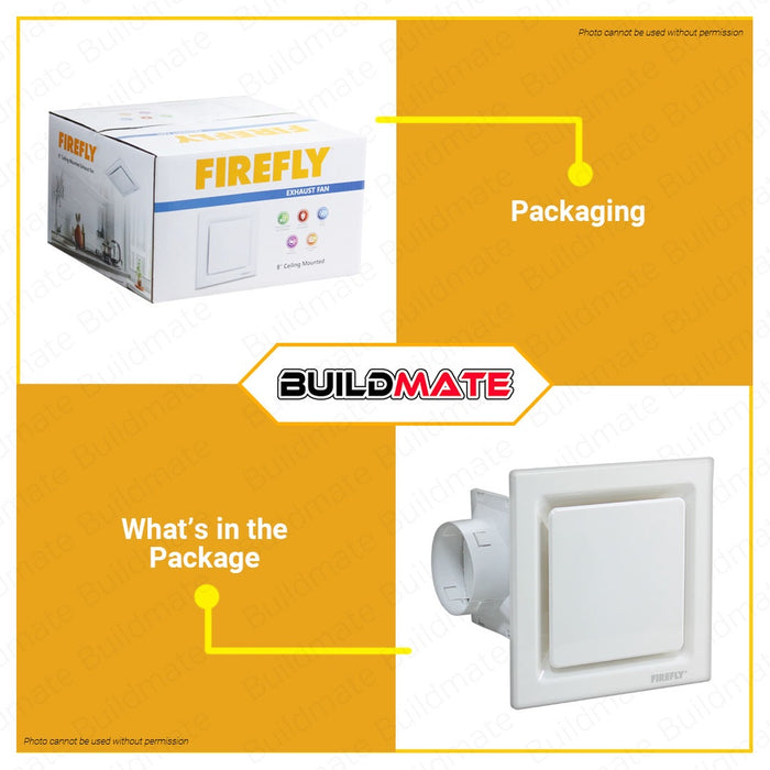 FIREFLY Ceiling Mounted Exhaust Fan Fans 8" Inches 20W FEFC14/08W •BUILDMATE•