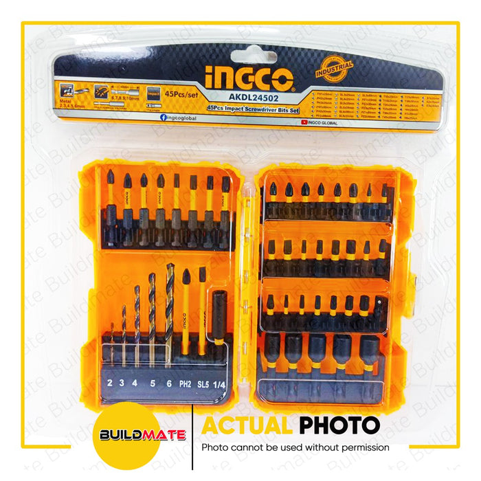 INGCO 45PCS Impact Screwdriver Bit Set AKDL24502 •BUILDMATE• IHT