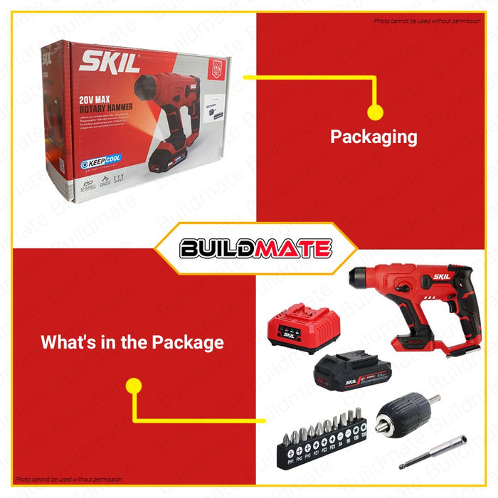 SKIL Cordless Rotary Hammer 20V with 1pc Battery RH1E3810AA •BUILDMATE•