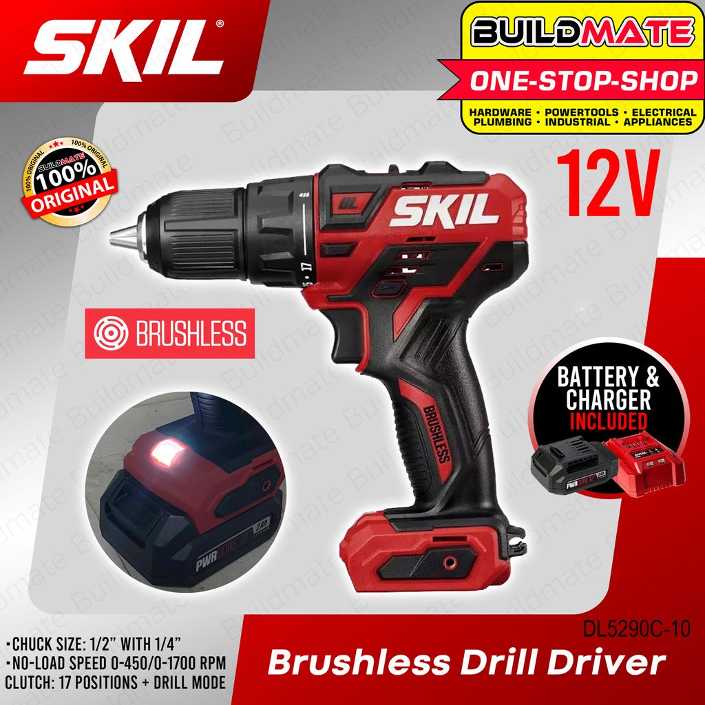 SKIL Cordless Brushless Drill/Driver 12V with 1pc Battery and Charger DL5290C-10 •BUILDMATE•