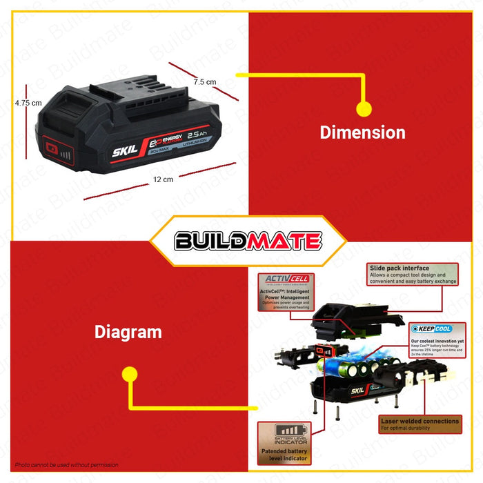 SKIL Battery Pack 20V 2.5AH BR1E3102AA •BUILDMATE•