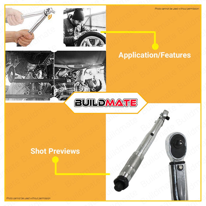 HOTECHE Adjustable Torque Wrench with Case 1/4" Cr-V HTC-200401 100% ORIGINAL •BUILDMATE•