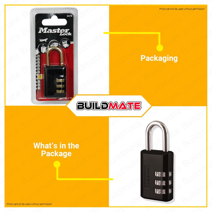 MASTER SelfSet Combination Luggage Lock Black 1'' 647D 100 ORIGINAL