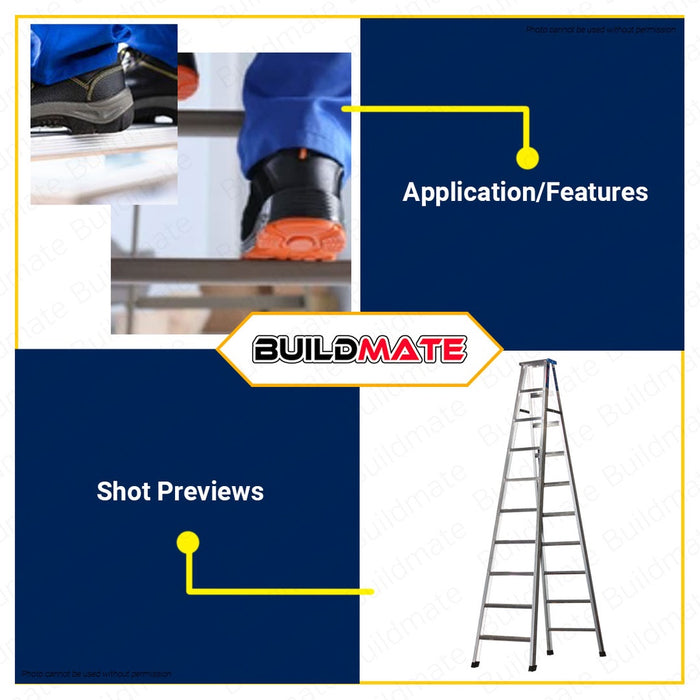 OXFORD ENGLAND Aluminum Step Ladder 10 STEPS •BUILDMATE•