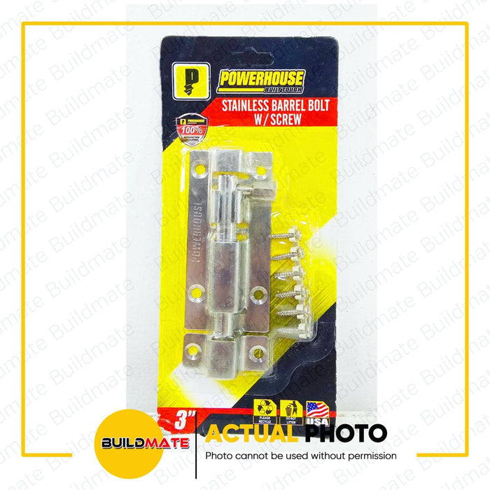POWERHOUSE Stainless Barrel Bolt with Screw 2" | 3" | 4" SOLD PER PIECE •BUILDMATE• PHDH