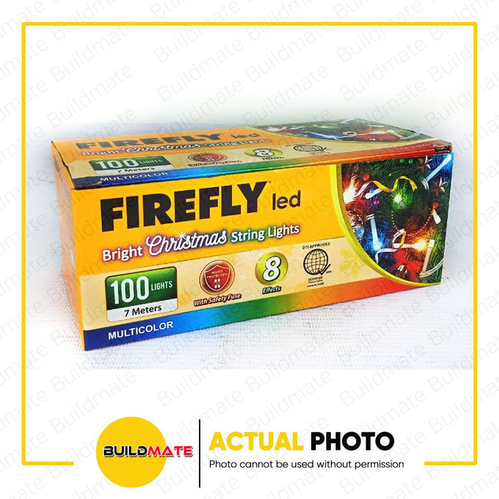 BUILDMATE Firefly LED Bright Christmas String Lights Multicolor with 8 Effects 100 Lights 7 Meters Indoor Decoration Fairy String Lighting Ornaments for Christmas Tree Decor