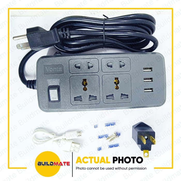 ROYU 4 GANG Extension Cord with 3 USB Ports & Main Switch Power Strip  •BUILDMATE•