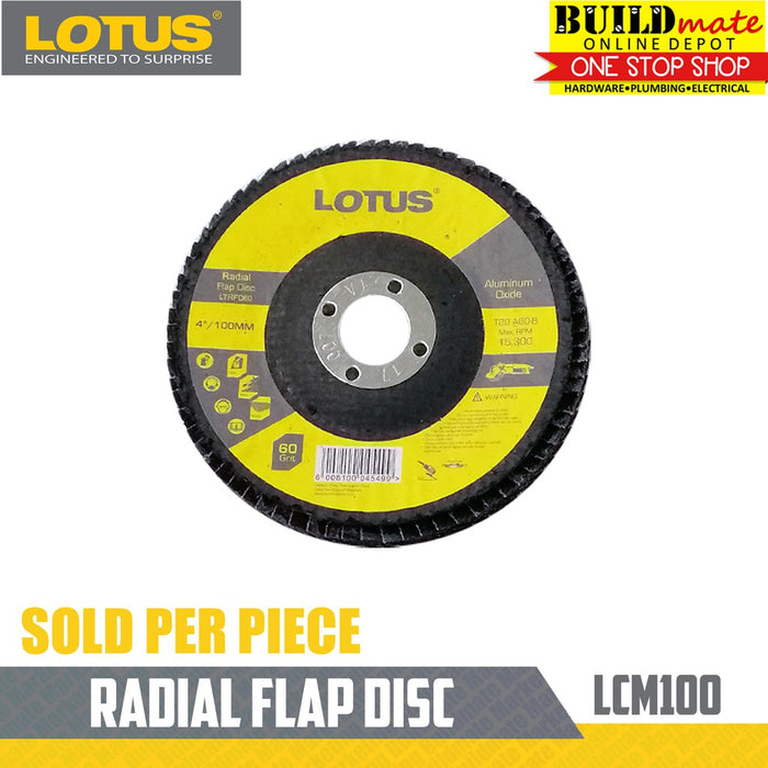 LOTUS Radial Flap Sanding Disc Wheel 4" GRIT 60 | 80 | 100 | 120 SOLD PER PIECE •BUILDMATE•