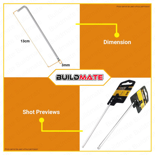 HOTECHE 3mm Extra Long Hex Key With Ball End HTC-260067 | 100% ORIGINAL / AUTHENTIC •BUILDMATE•