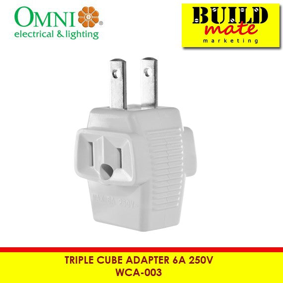 [WHOLESALE] (24PCS) OMNI Triple Cube Adapter 6A 250V WCA-003 •BUILDMATE•