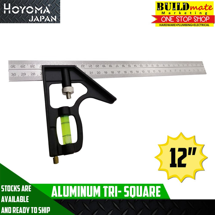Hoyoma Aluminum Tri-Square with LEVEL 12"•BUILDMATE• HYMHT