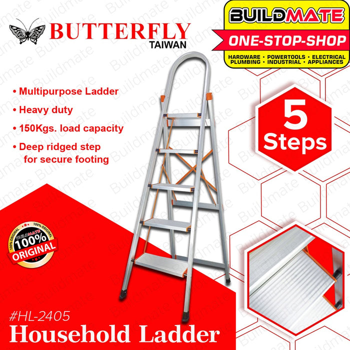 BUTTERFLY Taiwan 5 Wide Steps Household Multipurpose Ladder #HL-2405 AUTHENTIC  •BUILDMATE•
