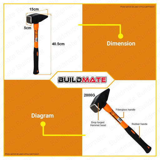 HOTECHE 2000g Machinist Hammer Tools Hammer Fiberglass Handle HTC-210210 100% ORIGINAL •BUILDMATE•