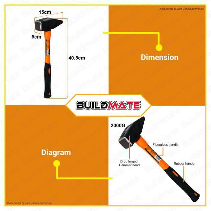 HOTECHE 2000g Machinist Hammer Tools Hammer Fiberglass Handle HTC-210210 100% ORIGINAL •BUILDMATE•