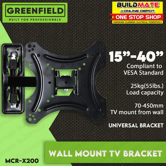 GREENFIELD 15"-40"  Wall Mount TV Bracket Thick Metal Heavy Duty MCR-X200 •BUILDMATE•