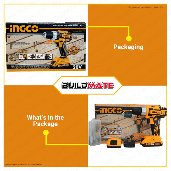 INGCO Lithium-Ion Cordless Drill Driver 20V CDLI20025 POWERSHARE •BUILDMATE• IPT