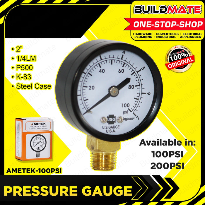 AMETEK Pressure Gauge 2" 100 psi | 200 psi SOLD PER PIECE 100% ORIGINAL / AUTHENTIC •BUILDMATE•