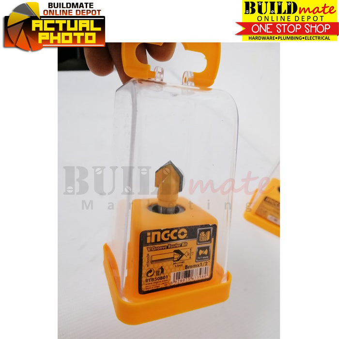 INGCO Router Bit Straight | 90°V-groove Tungsten Carbide Tip 8mm Shank ...