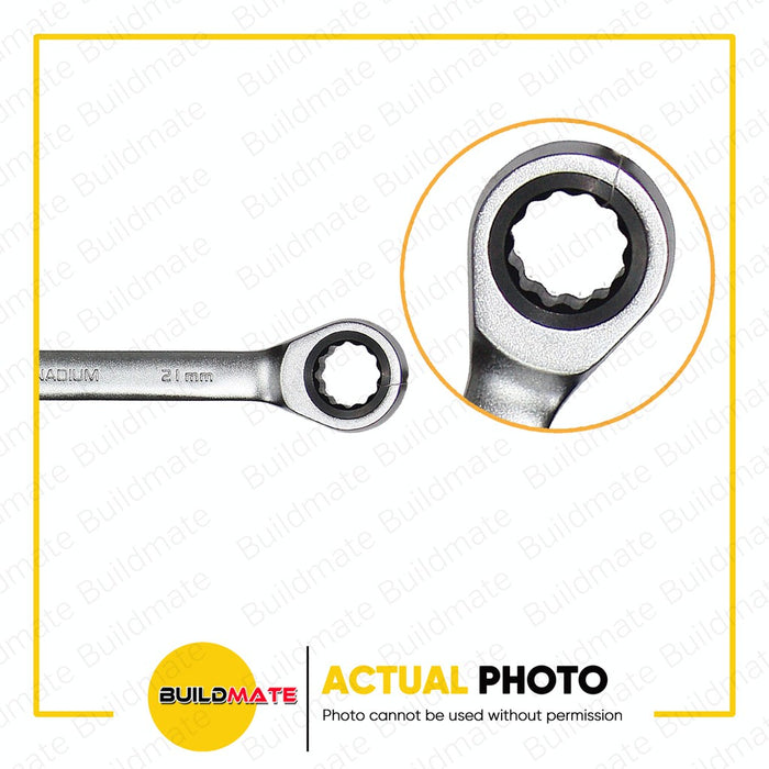 INGCO Combination Ratchet Spanner CR-V Chrome Plated Matte Finish [SOLD PER PIECE] •BUILDMATE• IHT