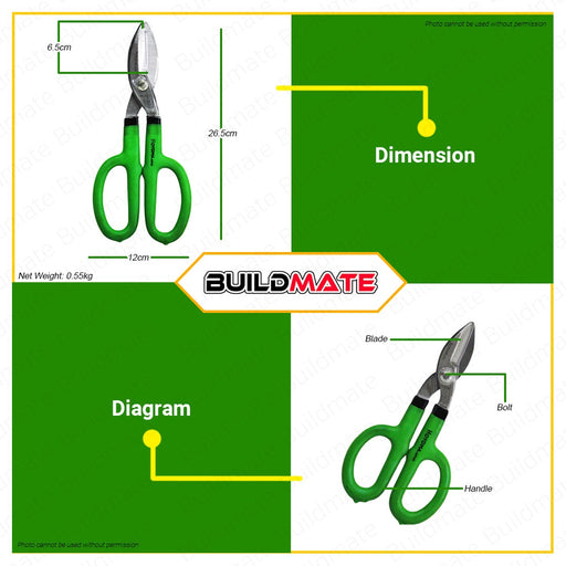 HOYOMA JAPAN Tin Snip Cutter Scissor 10" H-TC10 •BUILDMATE• HYMHT