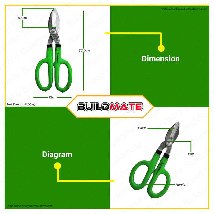HOYOMA JAPAN Tin Snip Cutter Scissor 10" H-TC10 •BUILDMATE• HYMHT
