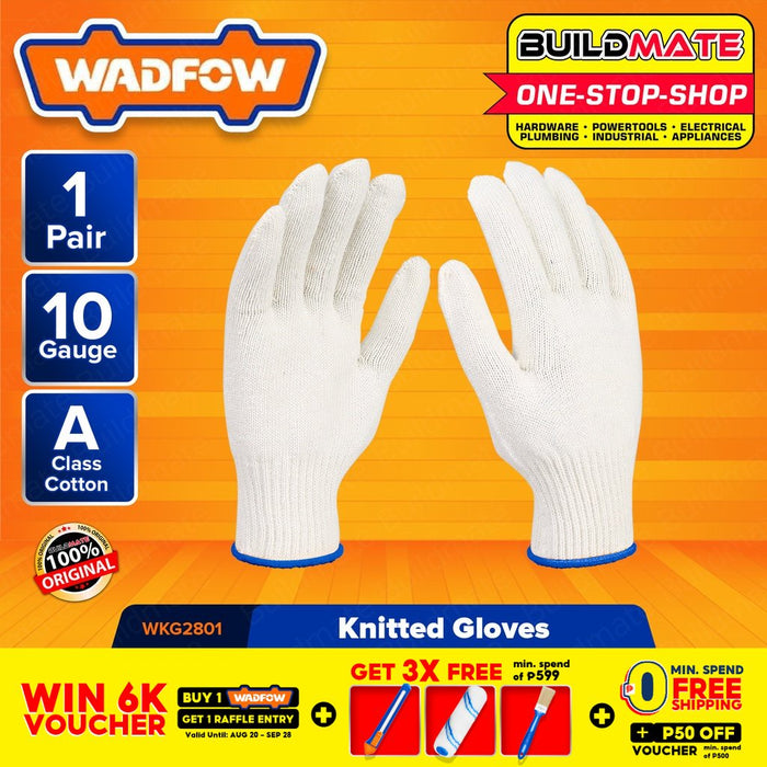 WADFOW Knitted Gloves 10XL Cotton Class Safety Work Knitted Cotton Gloves WKG2801 •BUILDMATE• WHT