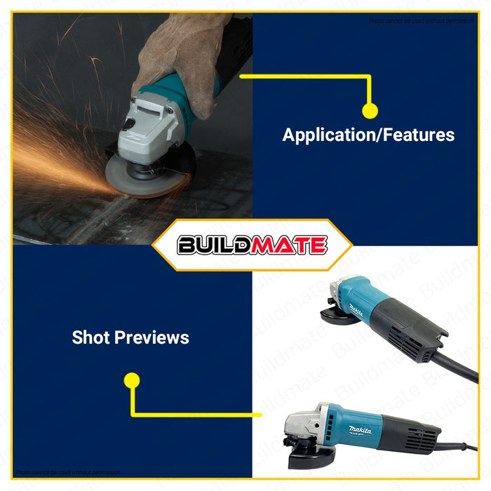 MAKITA Original Angle Grinder 4" with Safety Toggle Back Switch 540W M0910M / M0910B •BUILDMATE•