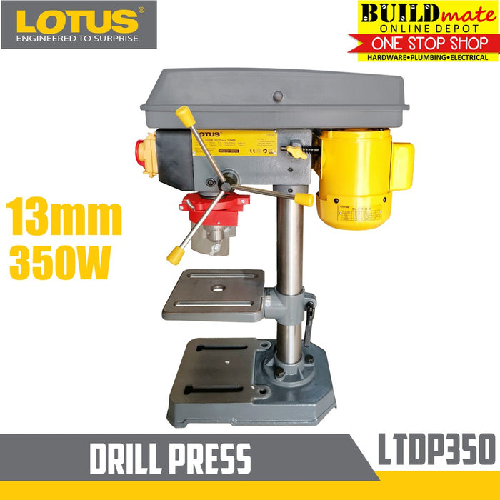 BUILDMATE Lotus Drill Press 13MM 350W 1/2HP 5-Speed Cast Iron Benchtop Drill Press Table Drill Bench Drill Press Bench Top Drilling Machine Electric Drill Press LTPD350 | LTDP350VR • LPT