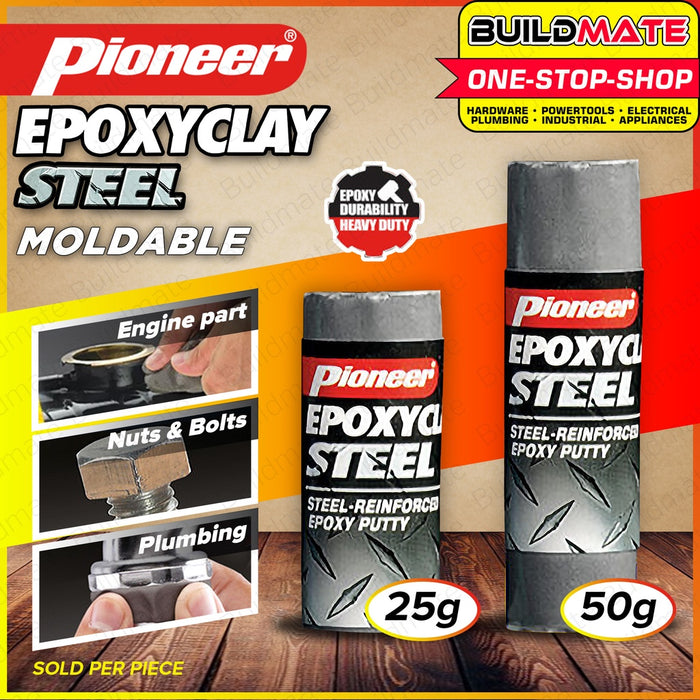 PIONEER Epoxy Clay STEEL 25g | 50g [SOLD PER PIECE] Moldable Repairs Epoxy Putty •BUILDMATE•