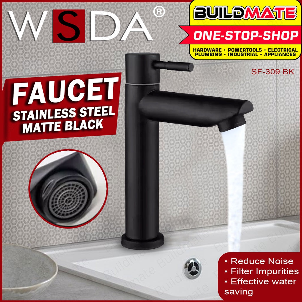 WSDA Stainless Steel Lavatory Faucet Matte Black Finish 20cm SF-309 BK ...