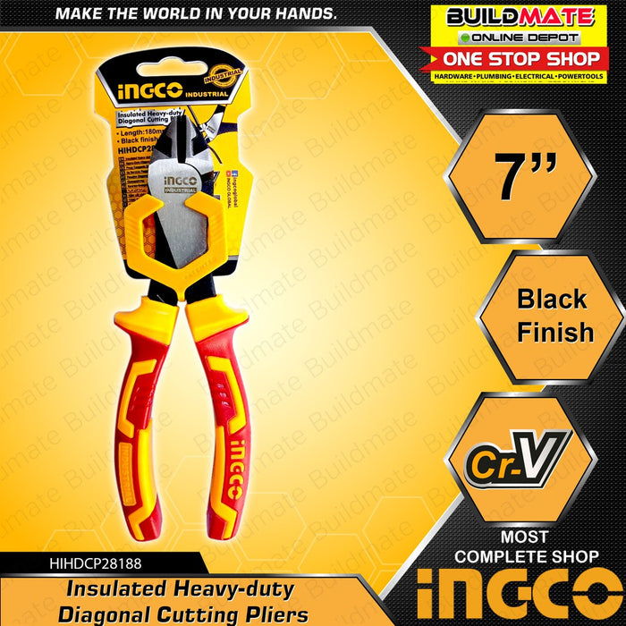 INGCO Insulated Diagonal Cutting Pliers 7" HIHDCP28188  •BUILDMATE• IHT