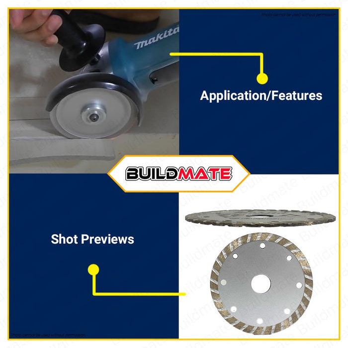 MAKITA Original Diamond Cutting Wheel Disc Granite/Marble Corrugated 4" DRY D-42553 •BUILDMATE•