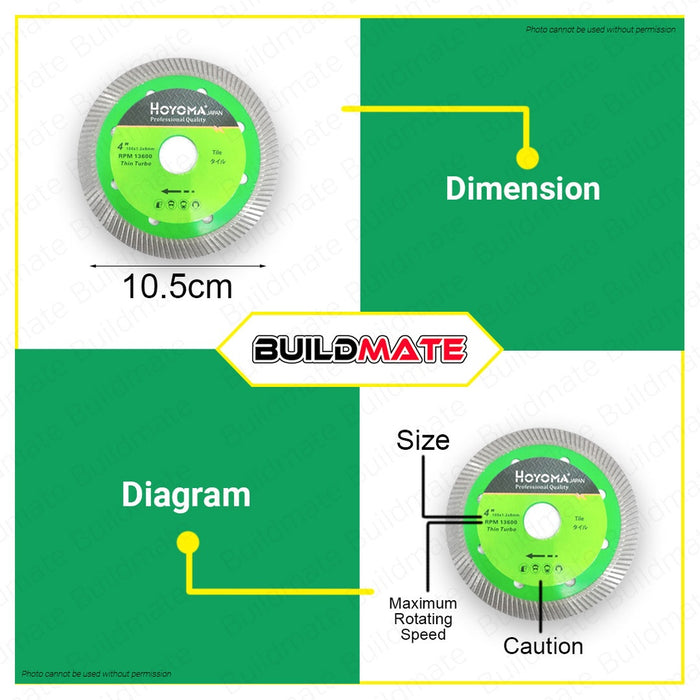 Diamond Cutting Disc Wheel  4" PROMAN GERMANY / HOYOMA JAPAN •BUILDMATE•