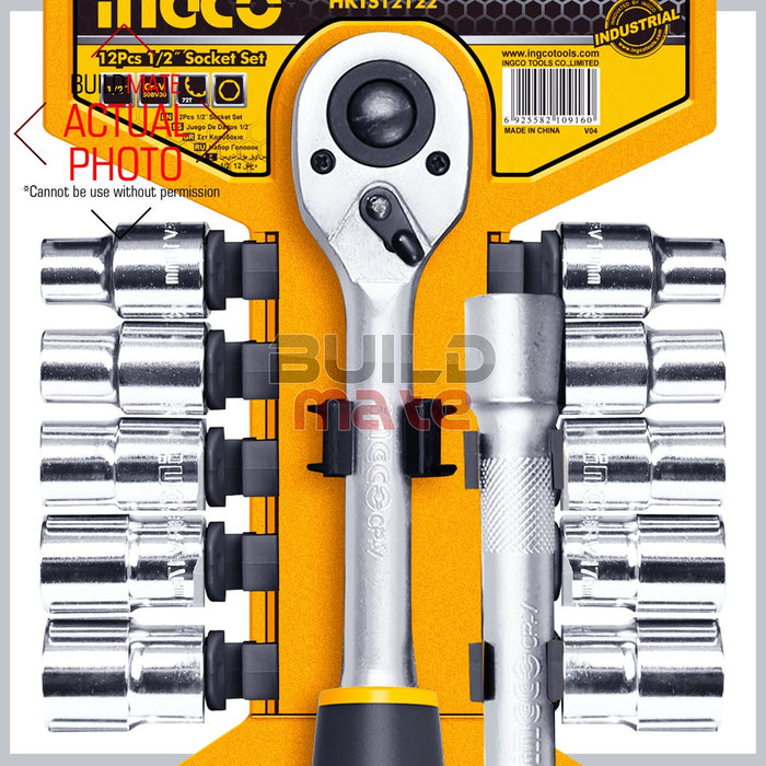 INGCO 12pcs Socket SET 1/2" HKTS12122  •BUILDMATE• H-TSS