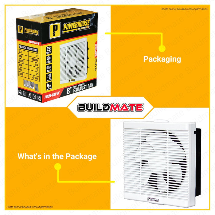 POWERHOUSE Electric Exhaust Fan Wall Mounted Veloce Series 8" Inch & 10" Inch •BUILDMATE• PHE