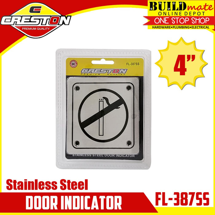 CRESTON Stainless Door Sign Indicator NO SMOKING FL-387SS