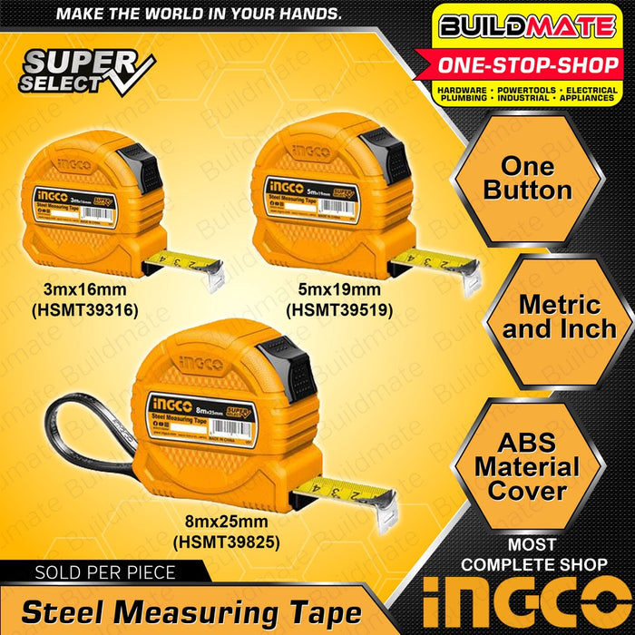 INGCO Steel Measuring Tape 3M | 5M | 8M With Metric And Inch SUPER SELECT [SOLD PER PIECE] HT2