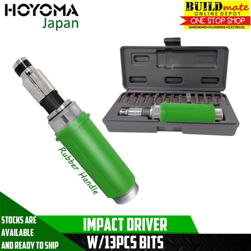 Hoyoma Impact Screw Driver /RUBBER HANDLE W/13PCS BITS •BUILDMATE• HYMPT