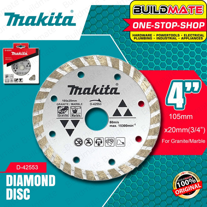 MAKITA Original Diamond Cutting Wheel Disc Granite/Marble Corrugated 4" DRY D-42553 •BUILDMATE•