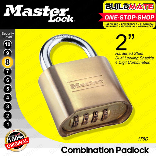 MASTER LOCK Set Your Own Combination Brass Padlock Pad Lock 2'' #175D 100% ORIGINAL / AUTHENTIC