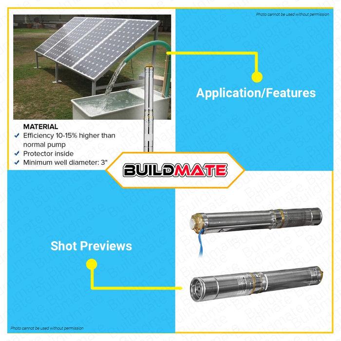 DAYUAN SOLAR SET Deep Well Water Pump Solar 3TWJ2-52/8-850W/96V with 4 Pcs 30V Solar Panel Module •BUILDMATE• DBS