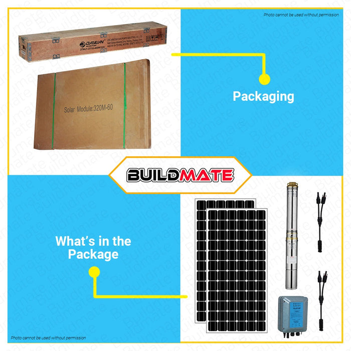 DAYUAN SOLAR SET Deep Well Pump Solar 3TWJ1-37/10-400W/32V with 2 Pcs 30V Solar Panel Module •BUILDMATE• DBS