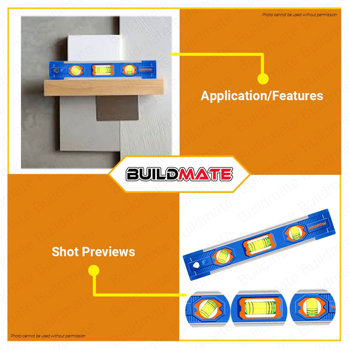 WADFOW Mini Spirit Level With Magnetic 225mm Mini Bubble Level Box Spirit WSL4310 •BUILDMATE• WHT
