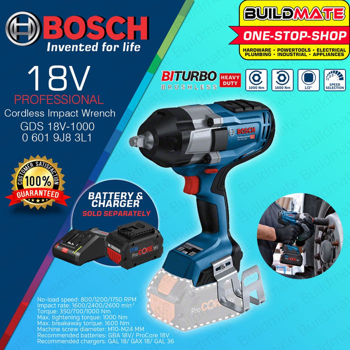Bosch Professional Li-Ion Impact Wrench GDS18V-1000 06019J83L1 100% ORIGINAL / AUTHENTIC •BUILDMATE•