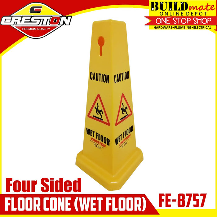 BUILDMATE Creston Four Sided Floor Sign Cone No Entry / Wet Floor Warning Caution Signage Safety Cone FE-8753 / FE-8757