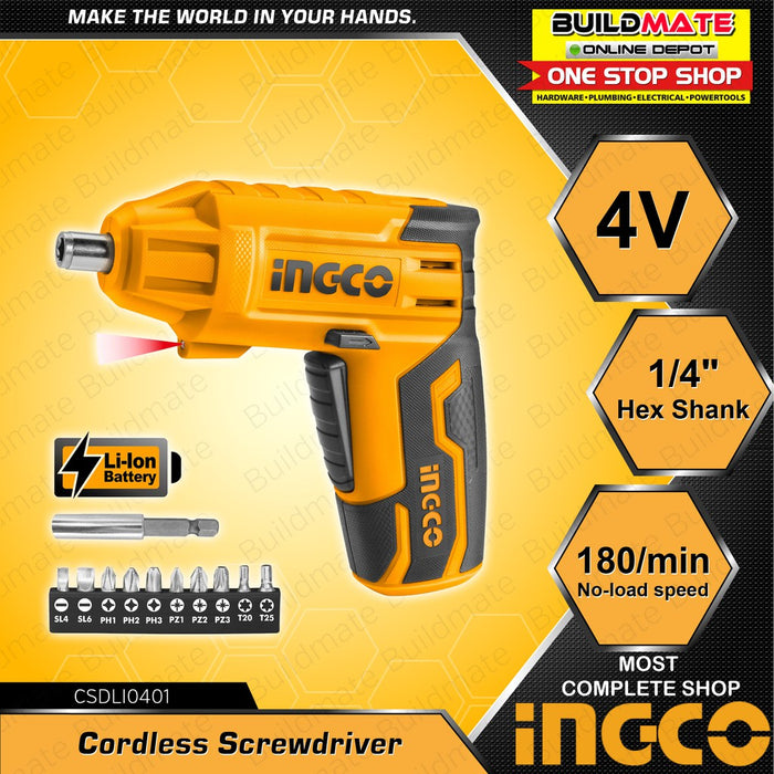 INGCO Lithium-Ion Cordless Screwdriver Handy Screw Driver Hand Tools 4V CSDLI0401 | CSDLI0403 ICPT