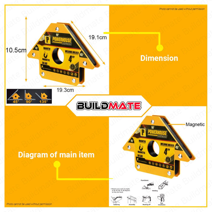 POWERHOUSE Arrow Magnetic Welding Holder Magnet Angle Positioner 50 LBS 4" •BUILDMATE•