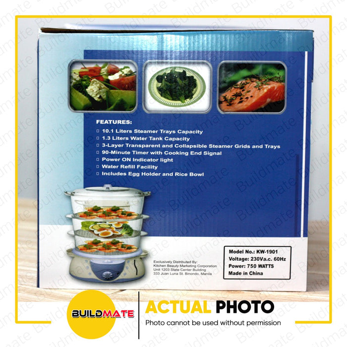 KYOWA Automatic Electric Steamer Steam 800W 3 Layers with Water Refill Facility KW1901 •BUILDMATE•