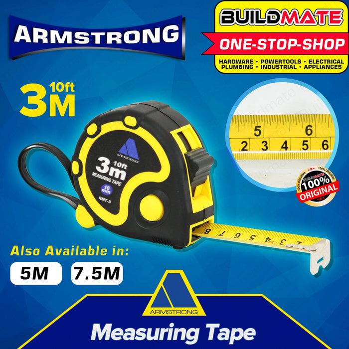 ARMSTRONG Rubber Coated Measuring Tape Measure 3m 5m 7.5m SOLD PER PIECE •BUILDMATE•