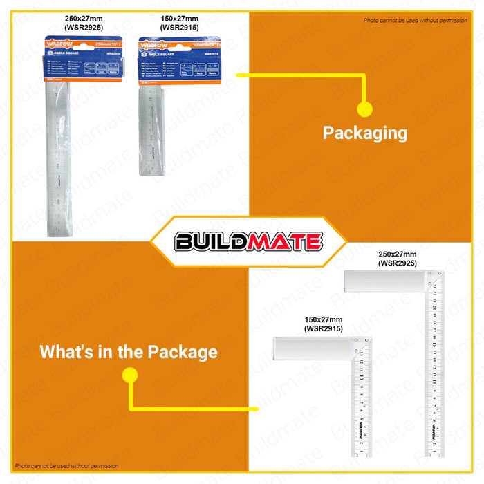 WADFOW Angle Square Ruler 150mm | 250mm [SOLD PER PIECE] L-Square L-Ruler Angle Ruler •BUILDMATE WHT